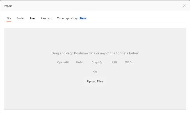 Import dialog box