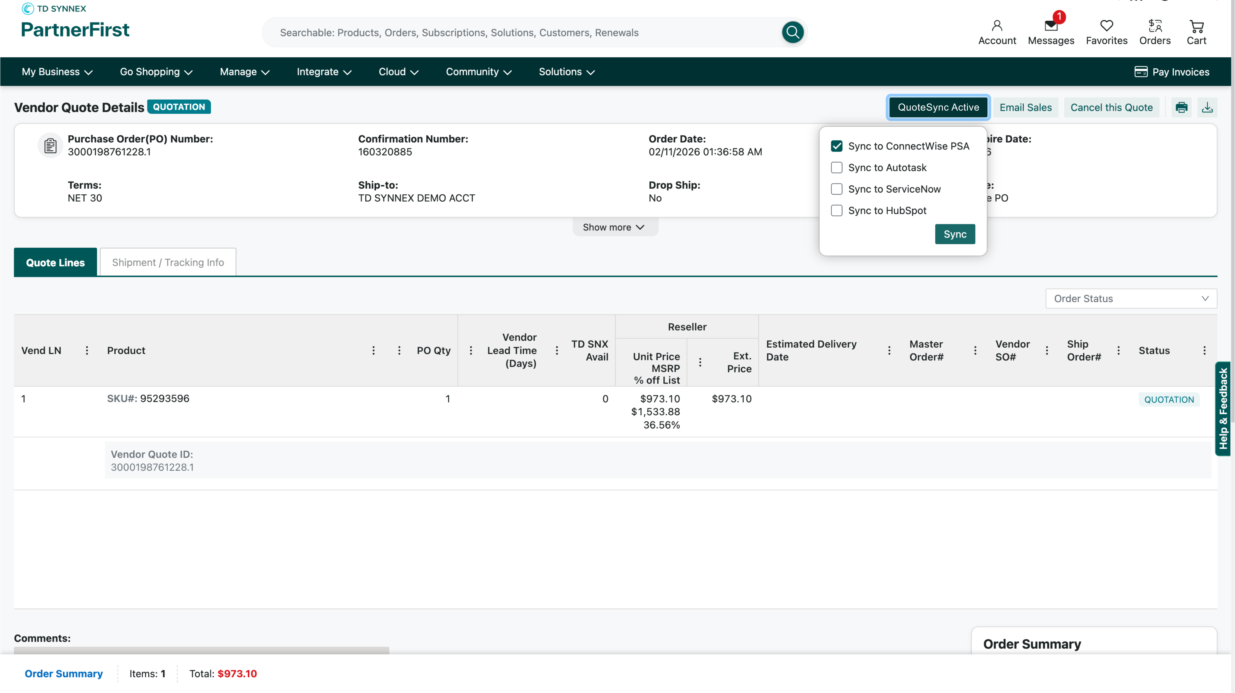 1. Sync ConnectWise - QuoteSync
