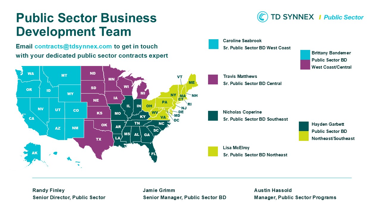Map of Public Sector Business Development Team