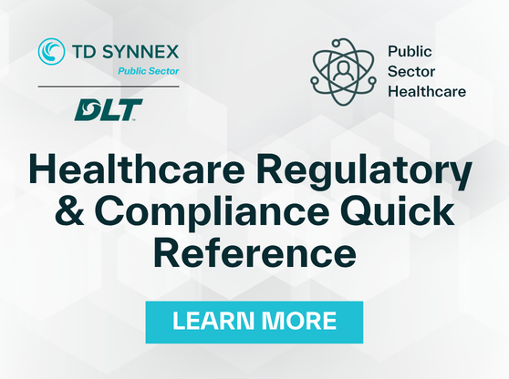 Text reads: Healthcare Regulatory & Compliance Quick Reference. CTA: Learn More