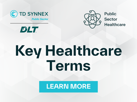 Text reads: Key Healthcare Terms. CTA: Learn More