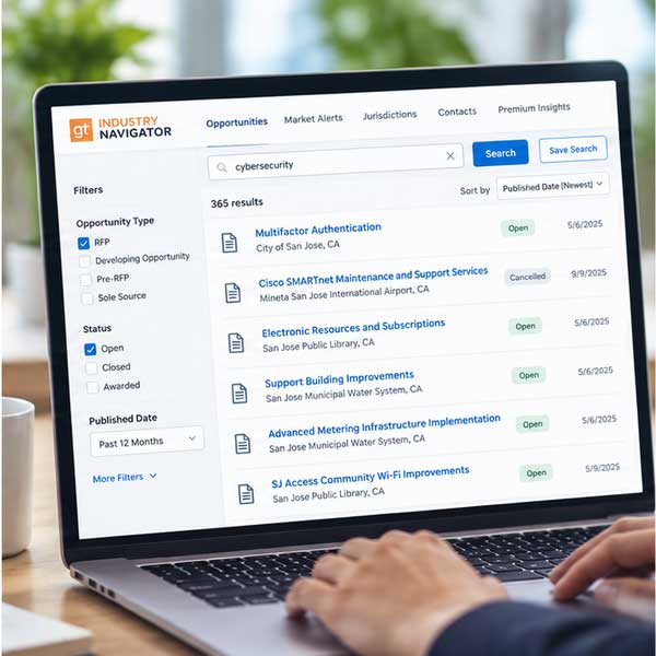 Find_Relevant_Opportunities Man looking at filtered results on Industry Navigator