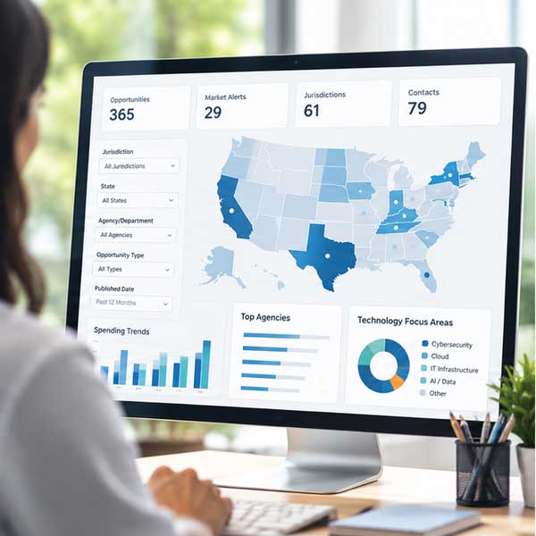 Understand_Your_Market Industry Navigator Understand Your Market. Woman looking at data dashboard on monitor.