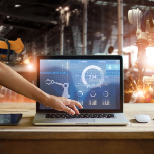 Clicking a laptop key.