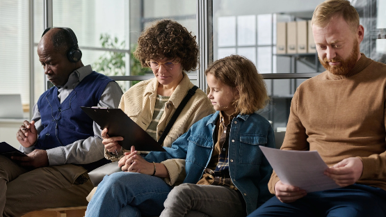 People on mobile devices.