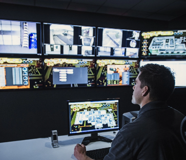 Person monitoring screens.